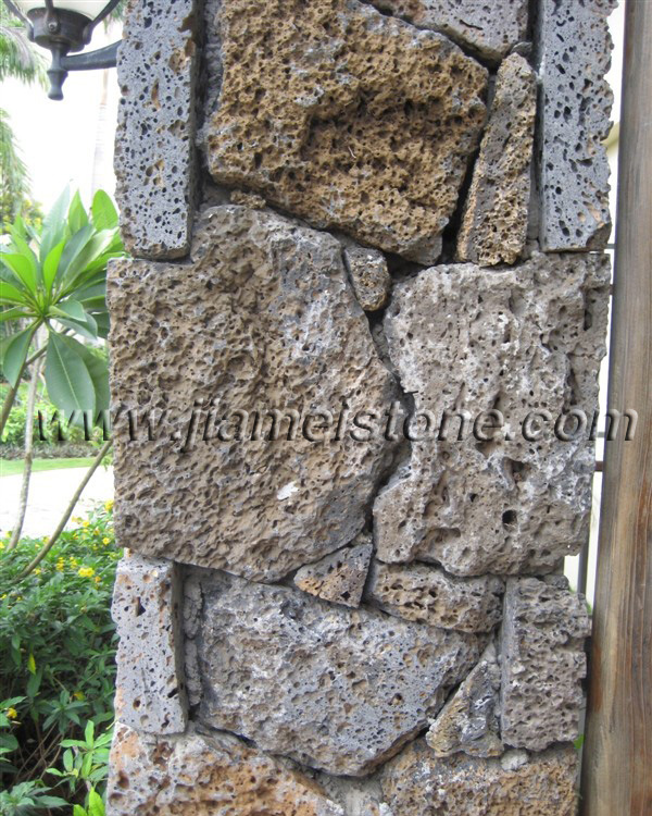 mixed colors lava stone walling slices 
