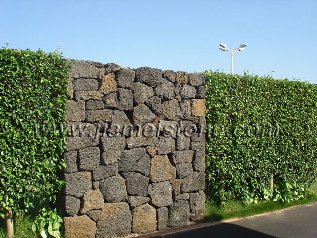 lava stone stacked walling, lava stone rock stacked wall