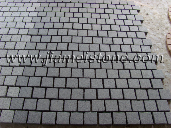 mesh backed granite cobblestone