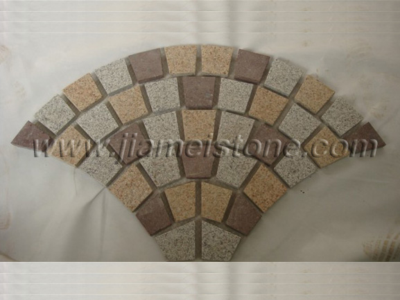 mesh backed granite pavers fan shape 