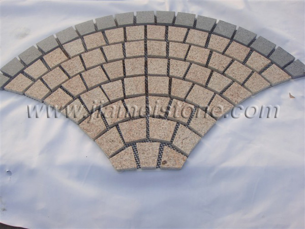 mesh backed granite pavers fan shape 