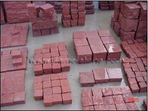 red porphyry cubes, red porphyry cobblestone